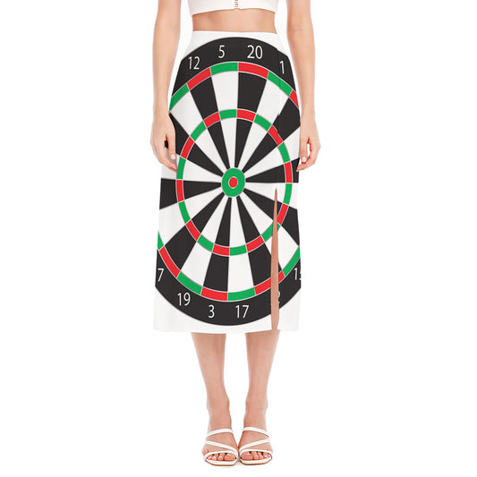 Classic Dartboard Print Side Slit Midi Skirt