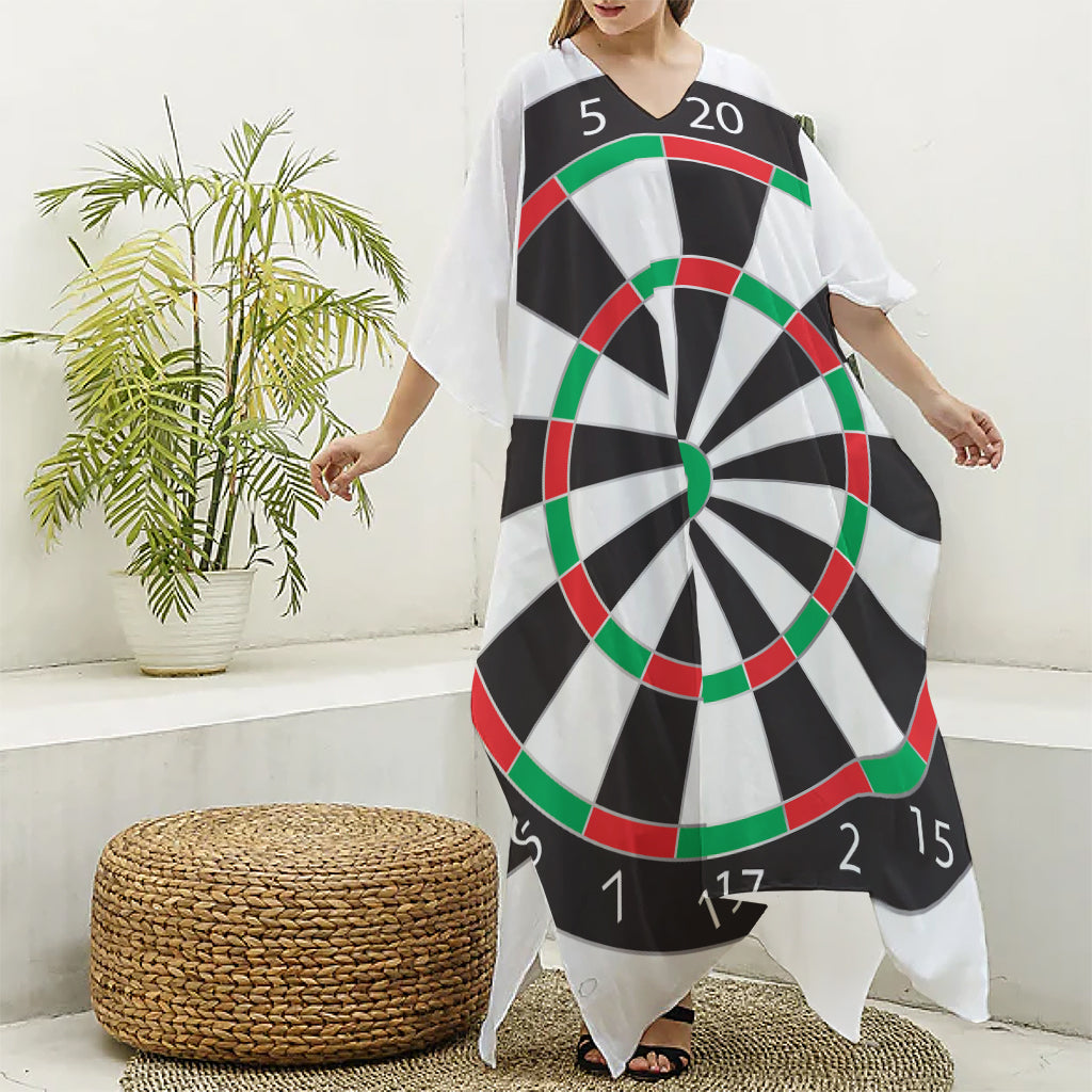 Classic Dartboard Print Silk V-Neck Kaftan Dress