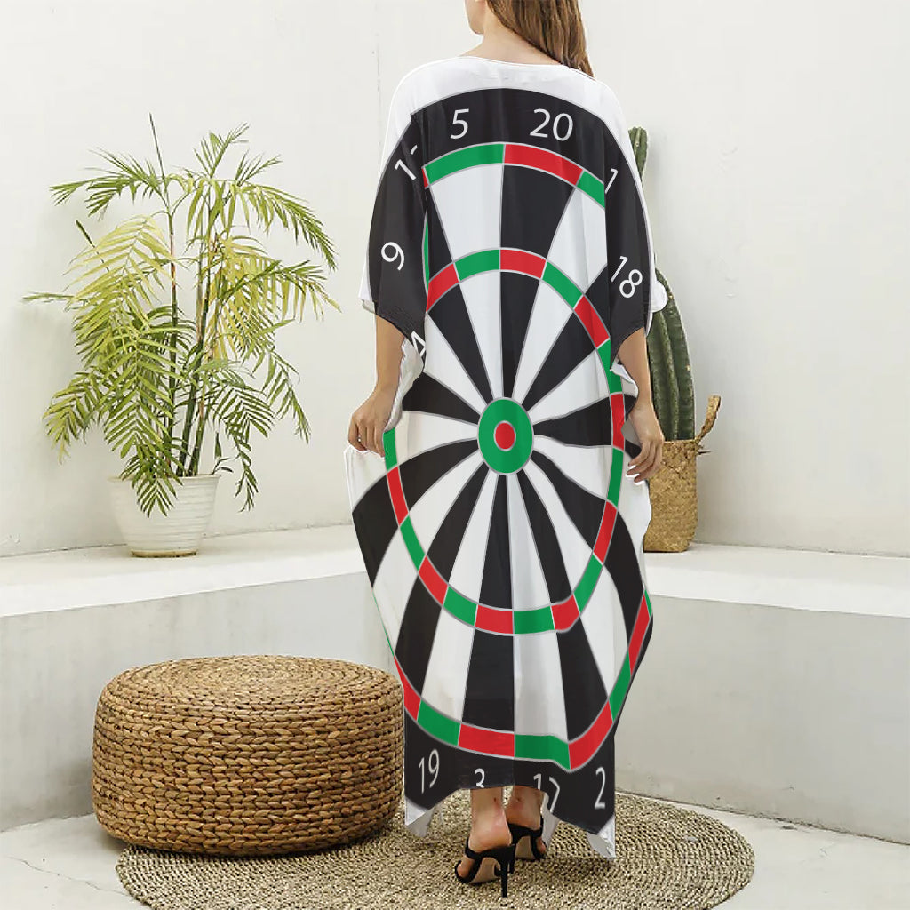 Classic Dartboard Print Silk V-Neck Kaftan Dress