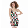 Classic Dartboard Print Sleeveless Bodycon Dress
