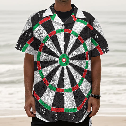 Classic Dartboard Print Textured Short Sleeve Shirt
