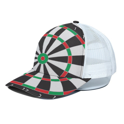 Classic Dartboard Print White Mesh Trucker Cap
