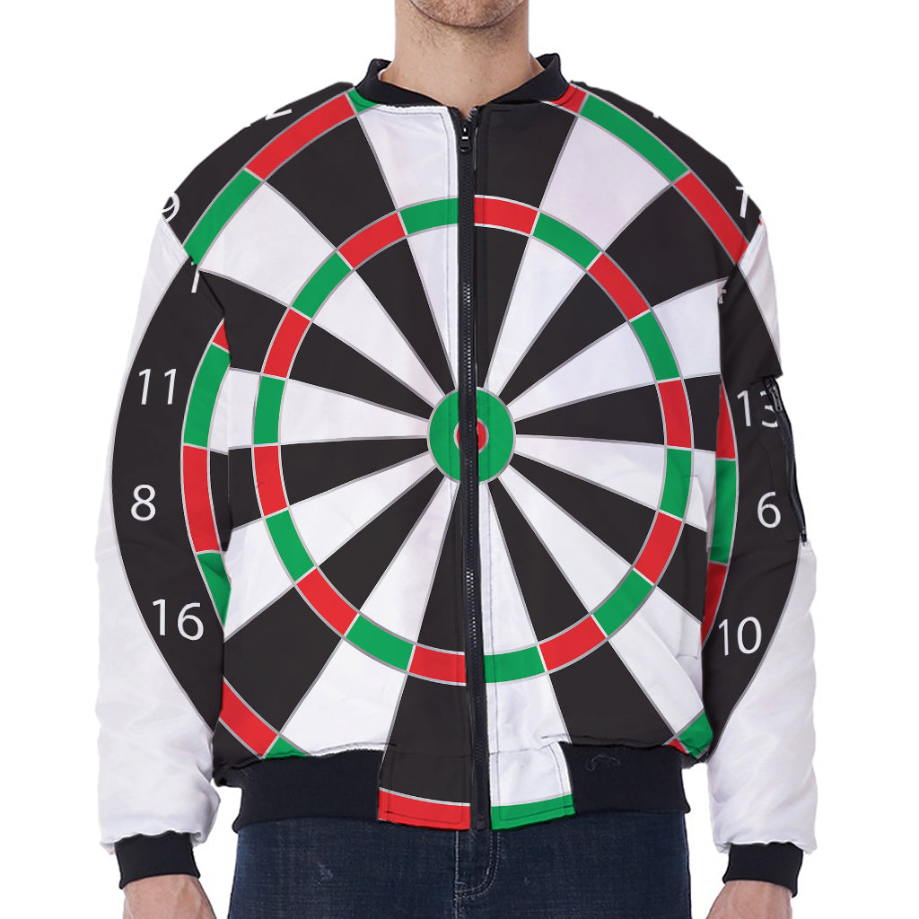Classic Dartboard Print Zip Sleeve Bomber Jacket