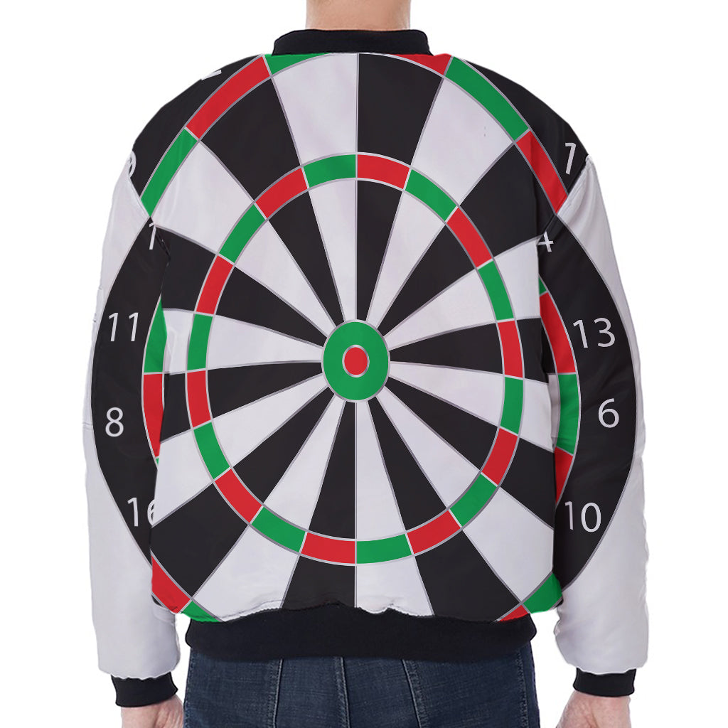 Classic Dartboard Print Zip Sleeve Bomber Jacket