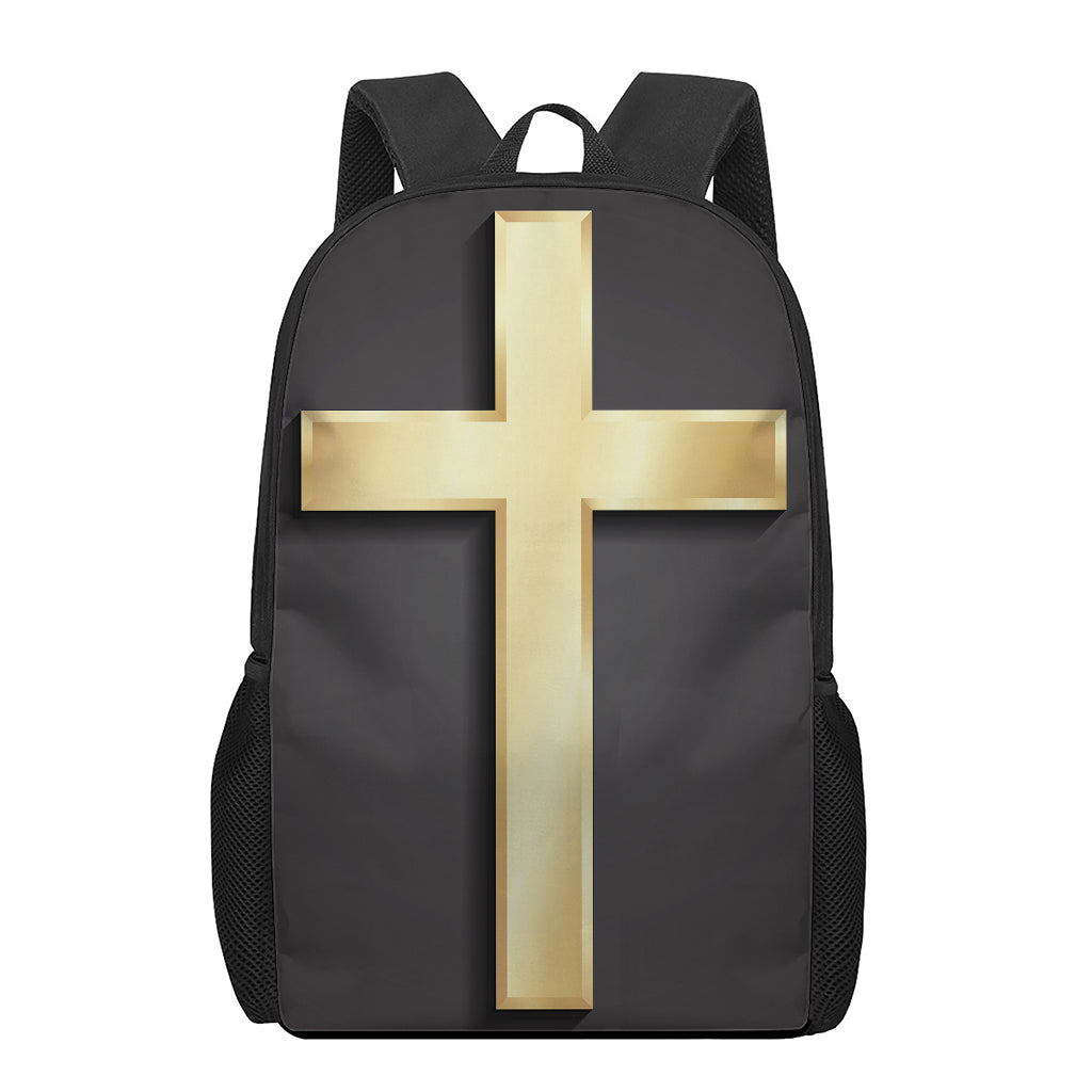Classic Golden Cross Print 17 Inch Backpack