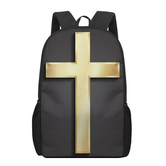 Classic Golden Cross Print 17 Inch Backpack