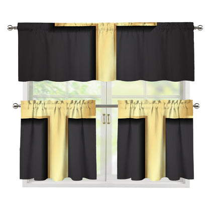 Classic Golden Cross Print 3 Piece Kitchen Curtains