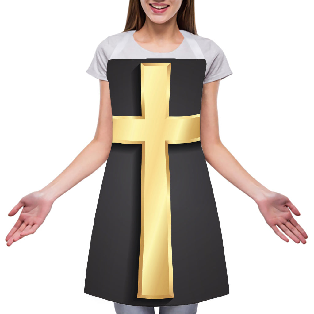 Classic Golden Cross Print Adjustable Apron
