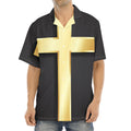 Classic Golden Cross Print Aloha Shirt