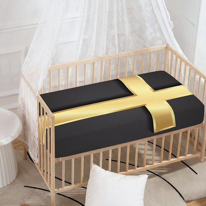 Classic Golden Cross Print Baby Crib Sheet