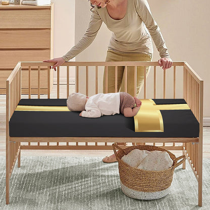 Classic Golden Cross Print Baby Crib Sheet