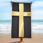 Classic Golden Cross Print Beach Towel