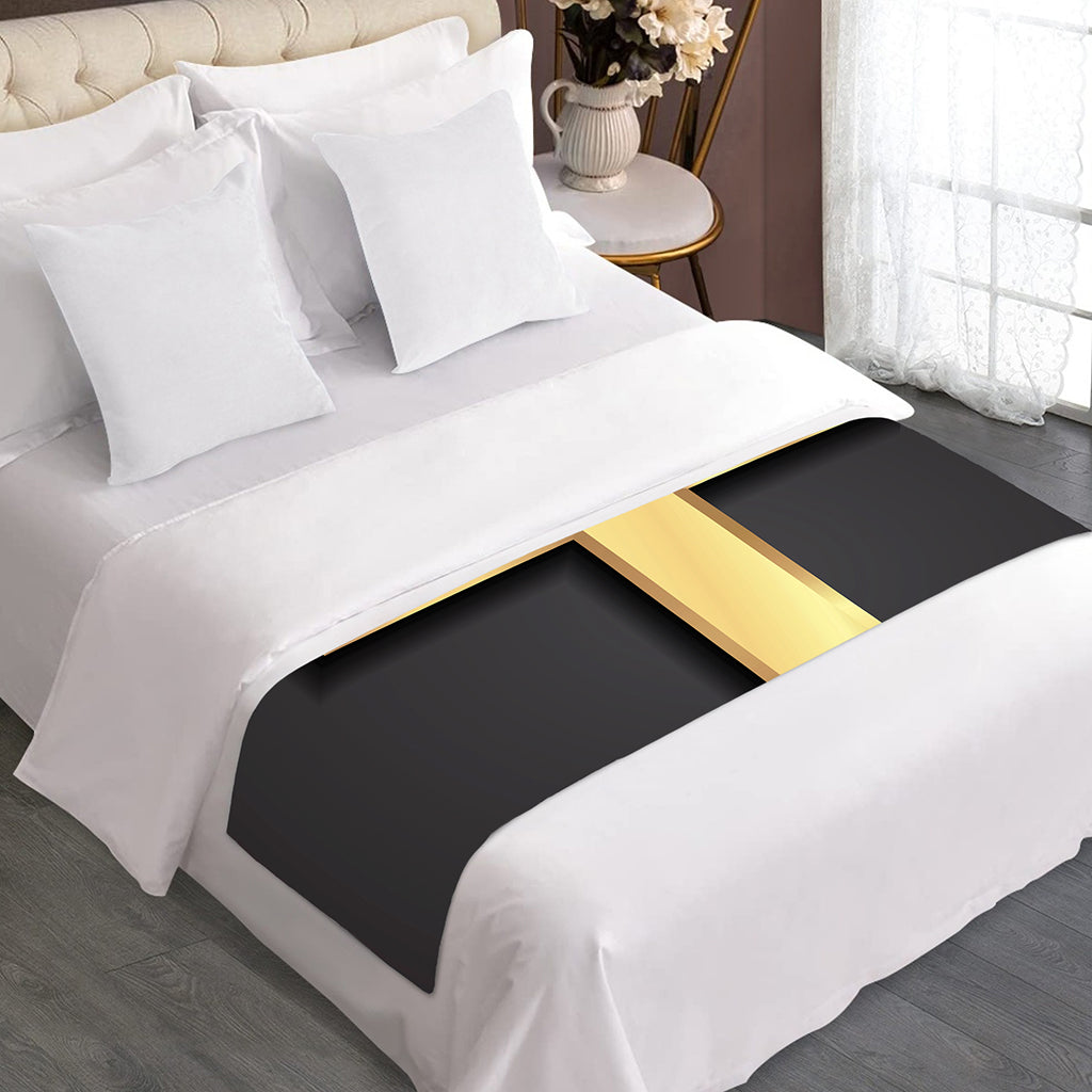 Classic Golden Cross Print Bed Runner