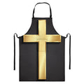 Classic Golden Cross Print Bib Apron With Pocket