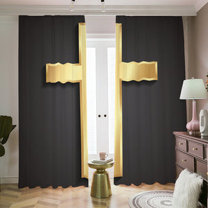 Classic Golden Cross Print Blackout Pencil Pleat Curtains