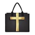 Classic Golden Cross Print Canvas Tote Bag