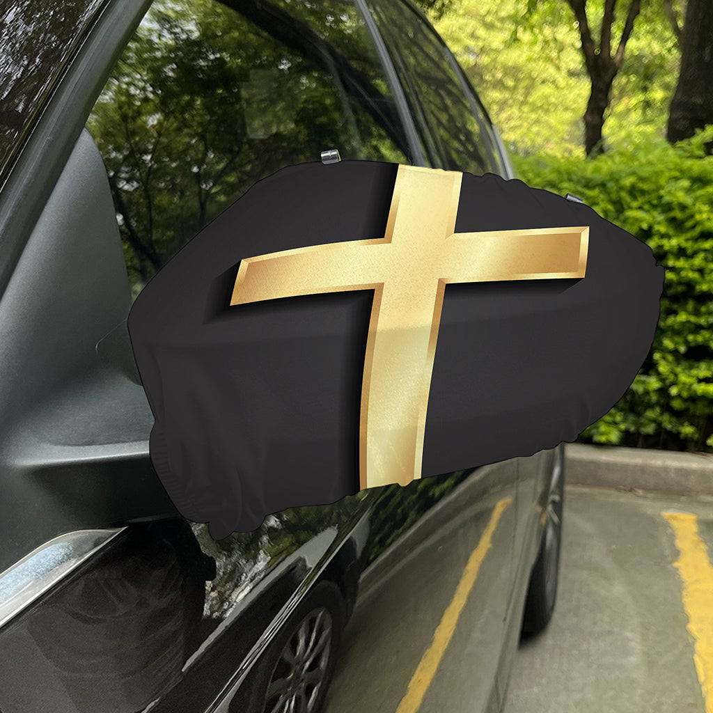 Classic Golden Cross Print Car Side Mirror Covers