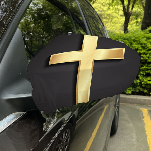 Classic Golden Cross Print Car Side Mirror Covers