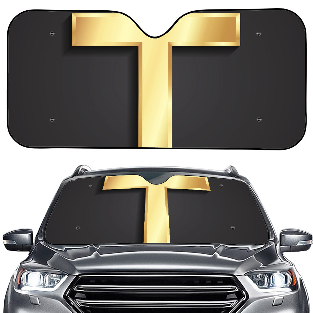 Classic Golden Cross Print Car Windshield Sun Shade