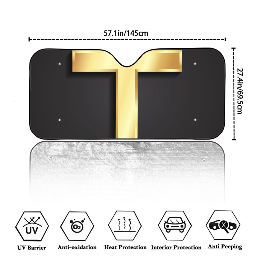 Classic Golden Cross Print Car Windshield Sun Shade