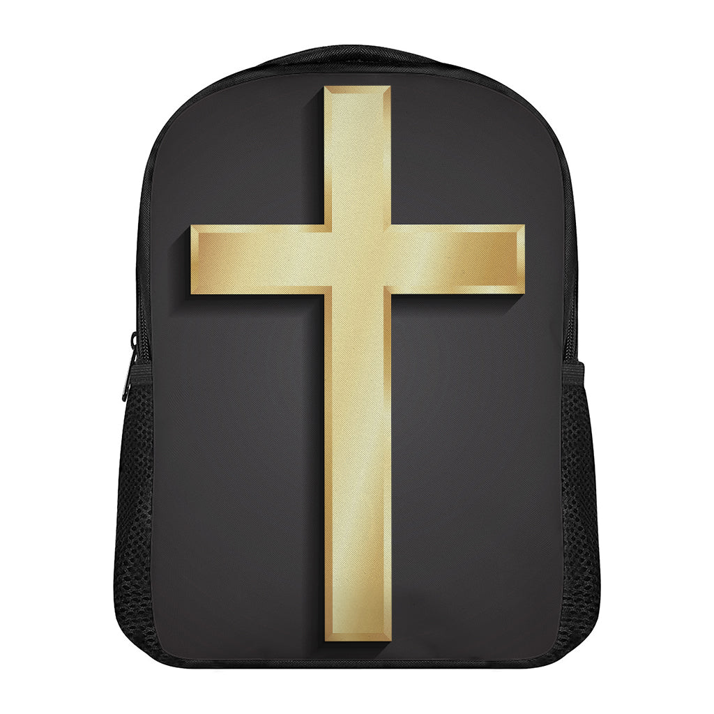 Classic Golden Cross Print Casual Backpack