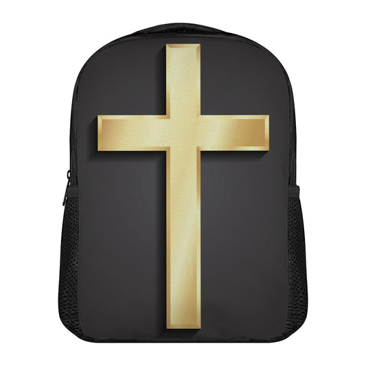 Classic Golden Cross Print Casual Backpack