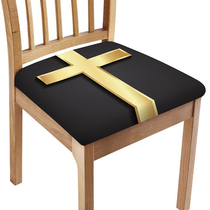 Classic Golden Cross Print Chair Cushion Cover