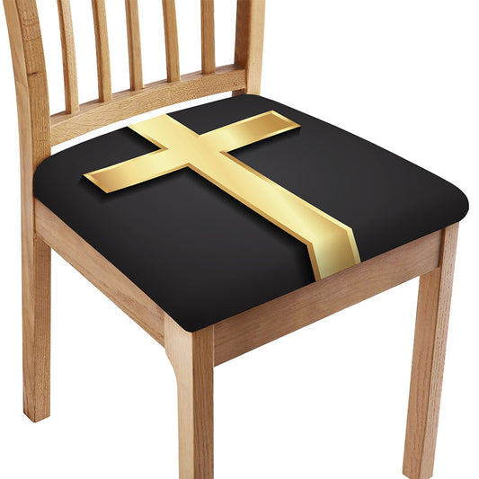 Classic Golden Cross Print Chair Cushion Cover