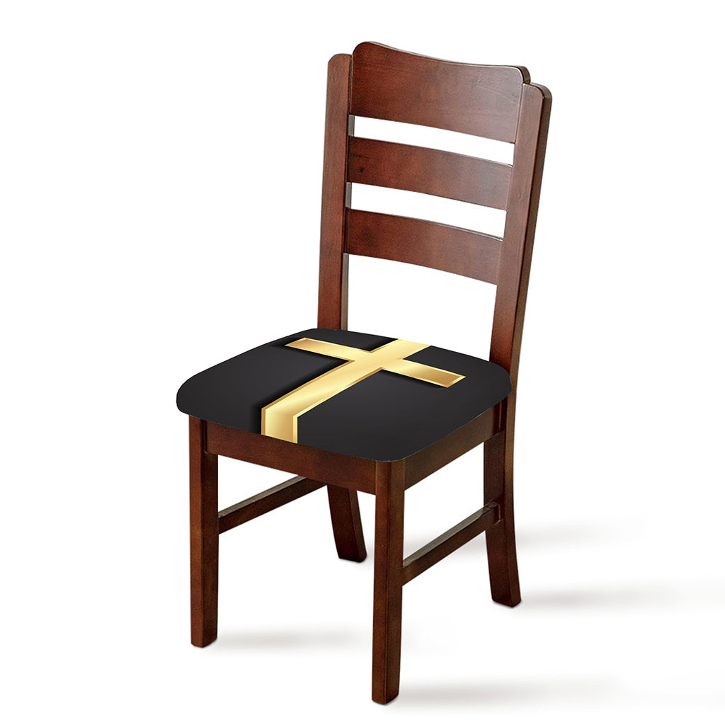 Classic Golden Cross Print Chair Cushion Cover
