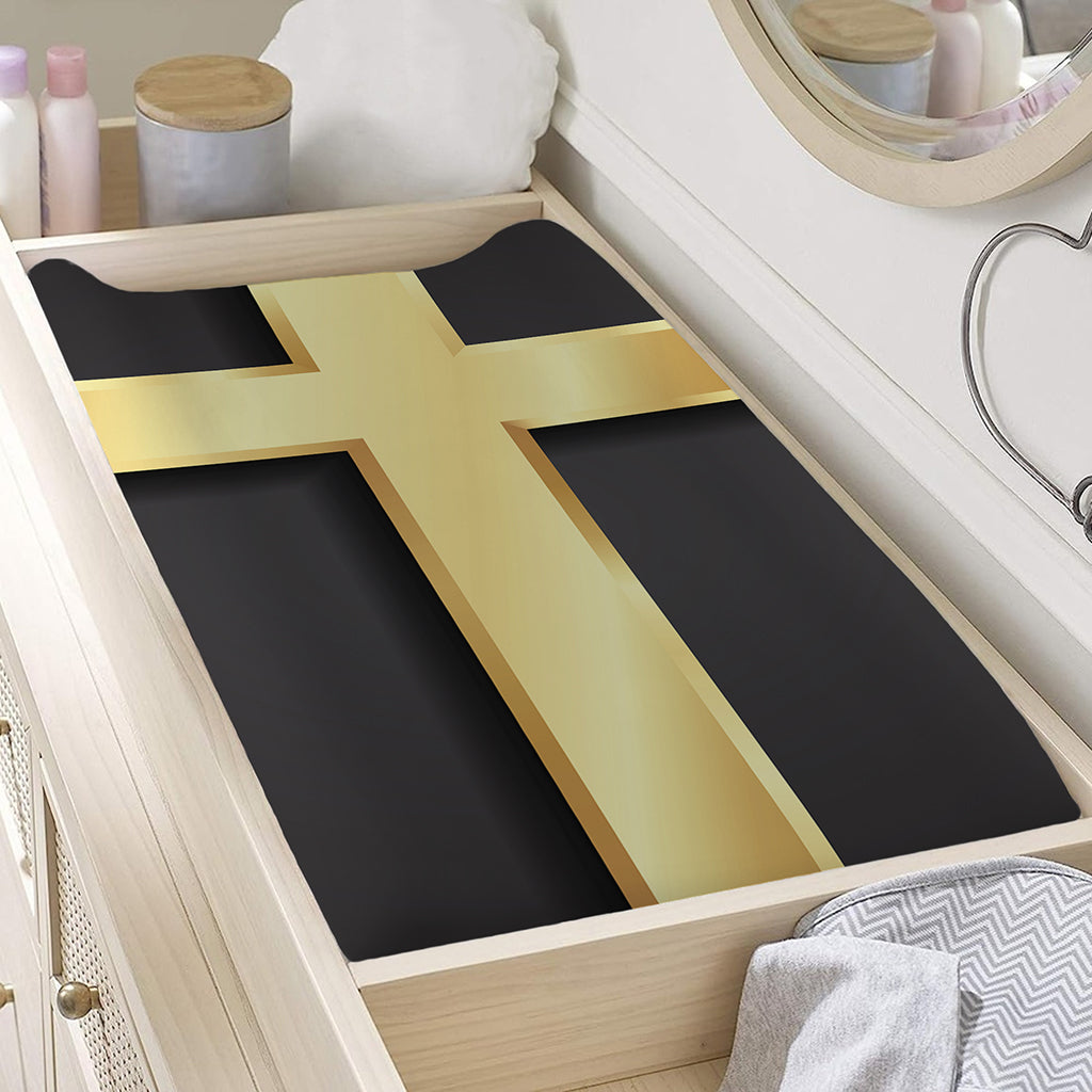 Classic Golden Cross Print Changing Pad Cover