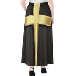 Classic Golden Cross Print Chiffon Maxi Skirt