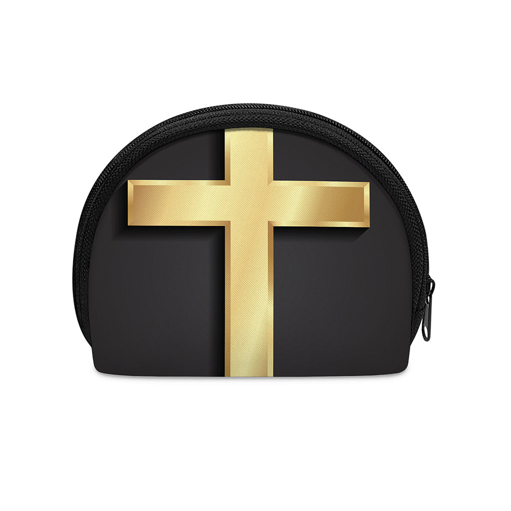 Classic Golden Cross Print Coin Purse