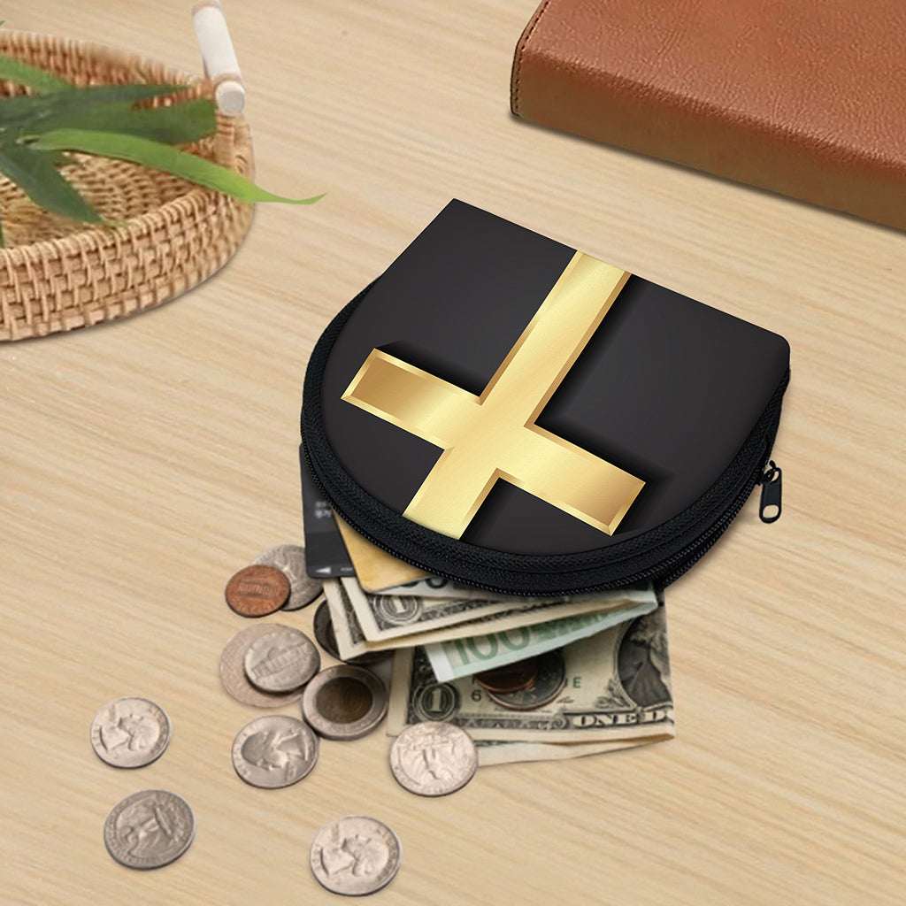 Classic Golden Cross Print Coin Purse