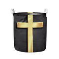 Classic Golden Cross Print Collapsible Laundry Basket