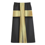 Classic Golden Cross Print Cotton Front Slit Maxi Skirt