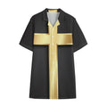 Classic Golden Cross Print Cotton Hawaiian Shirt
