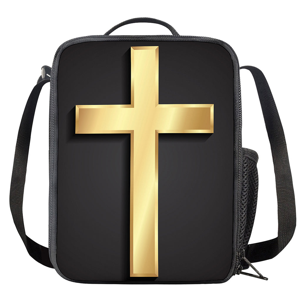 Classic Golden Cross Print Crossbody Lunch Bag