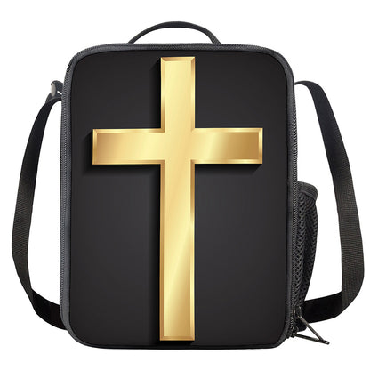 Classic Golden Cross Print Crossbody Lunch Bag