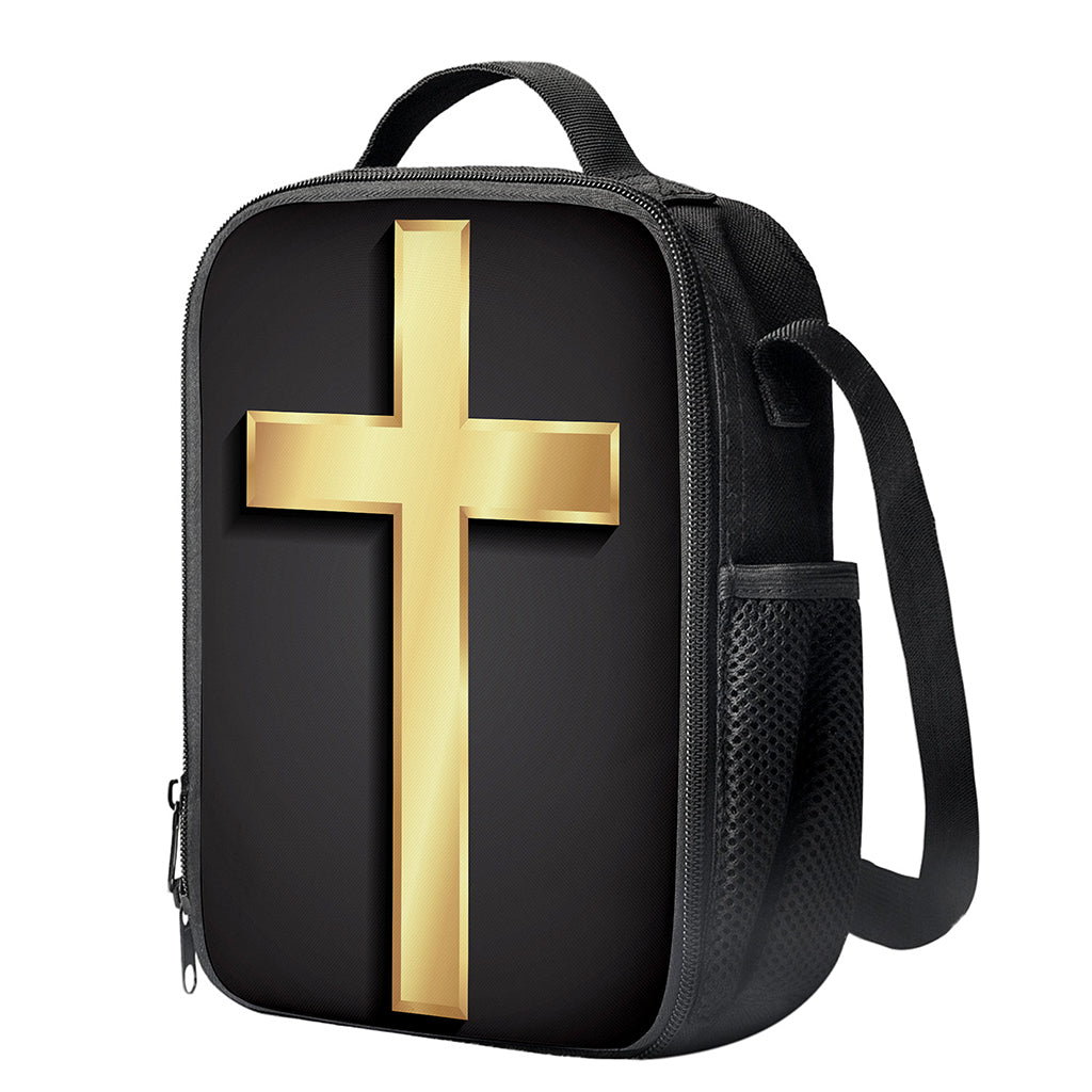 Classic Golden Cross Print Crossbody Lunch Bag