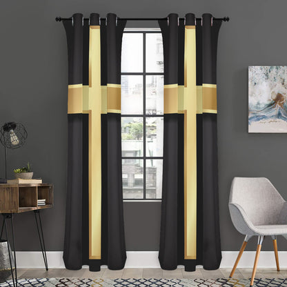 Classic Golden Cross Print Curtain