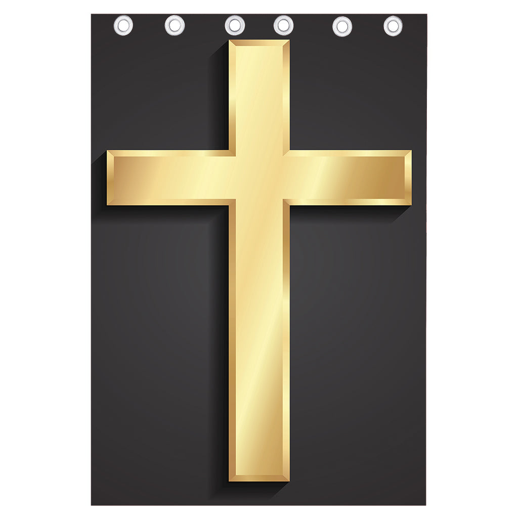 Classic Golden Cross Print Curtain