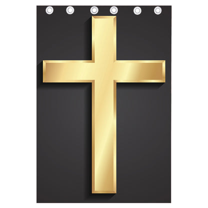 Classic Golden Cross Print Curtain