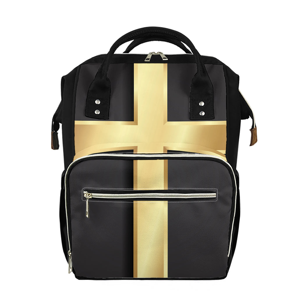 Classic Golden Cross Print Diaper Bag