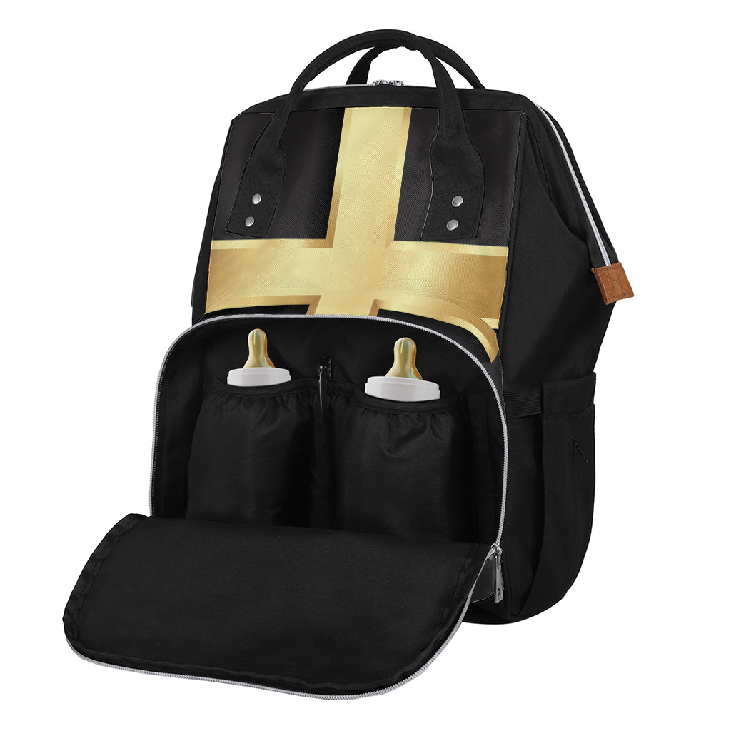 Classic Golden Cross Print Diaper Bag