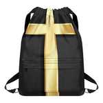 Classic Golden Cross Print Drawstring Backpack