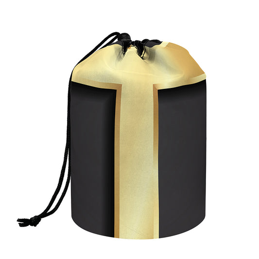 Classic Golden Cross Print Drawstring Makeup Bag