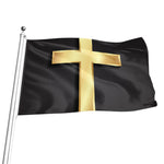 Classic Golden Cross Print Flag