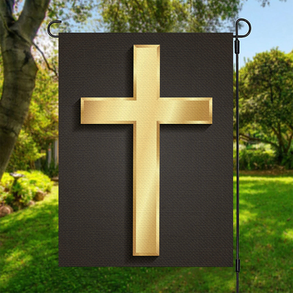 Classic Golden Cross Print Garden Flag