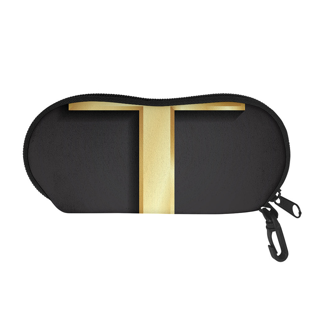 Classic Golden Cross Print Glasses Case