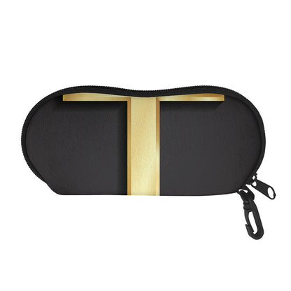 Classic Golden Cross Print Glasses Case